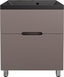 Style Line Тумба с кварцевой раковиной антрацит Матис 60 тауп темный – фотография-1